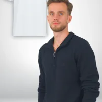 QUARTER ZIP BLACK + ORGANIC TEE