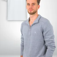QUARTER ZIP GRAY + ORGANIC TEE