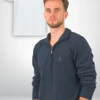 QUARTER ZIP CHARCOAL + ORGANIC TEE