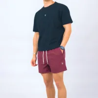 SLEEPER TEE BLACK + SWIMSHORTS MAROON