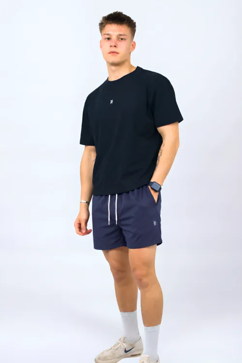 SLEEPER TEE BLACK + SWIMSHORTS NAVY