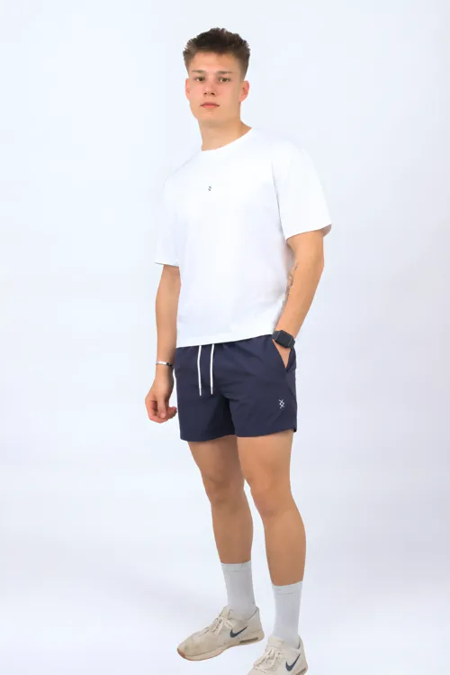 SLEEPER TEE WHITE + SWIMSHORTS NAVY
