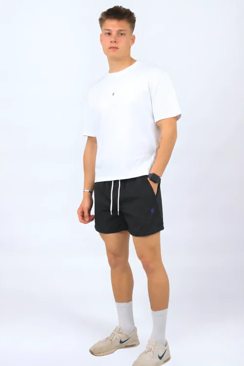 SLEEPER TEE WHITE + SWIMSHORTS BLACK